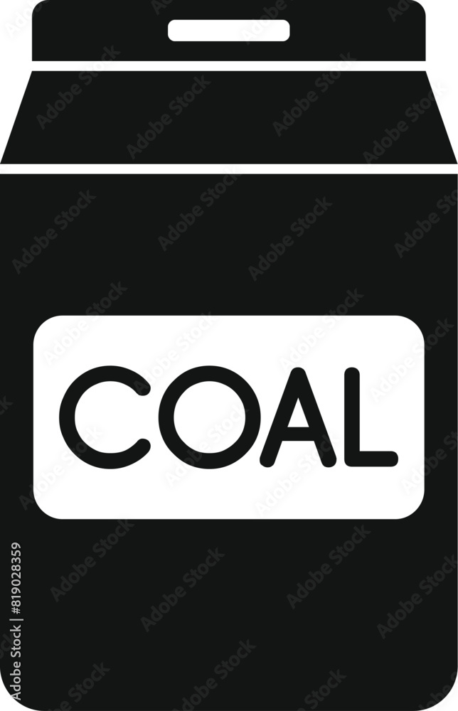 Black and white vector icon of a coal bag, simple and clean design for various uses Black and white vector icon of a coal bag, simple and clean design for various uses