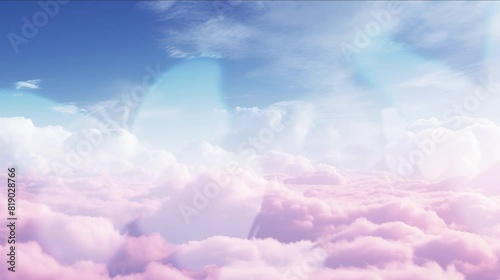 clear sky and fluffy pink clouds background