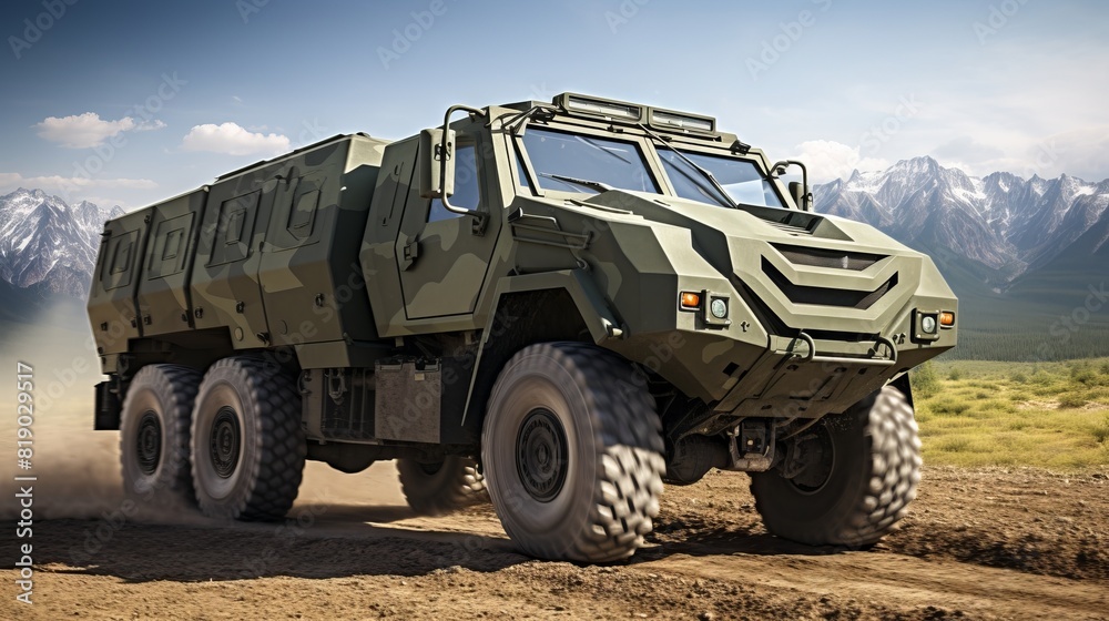 A military truck against the background of an explosion, moving along a dusty road.
Concept: Military operations, equipment, combat operations, the power and strength of the army, transportation of eq A military truck against the background of an explosion, moving along a dusty road.
Concept: Military operations, equipment, combat operations, the power and strength of the army, transportation of eq