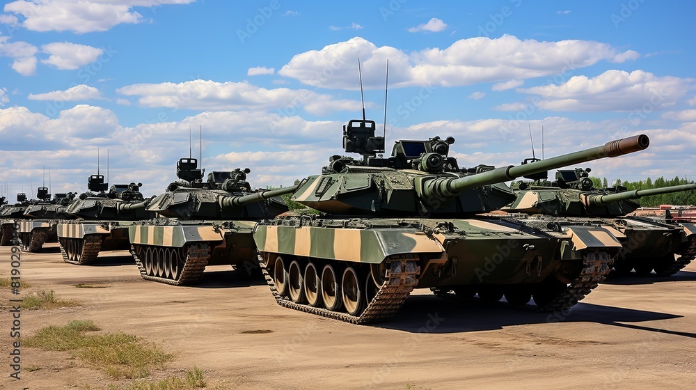 Military equipment, tanks close-up. Concept: war and armed conflicts, illustration of the actions of soldiers and tank crews Military equipment, tanks close-up. Concept: war and armed conflicts, illustration of the actions of soldiers and tank crews