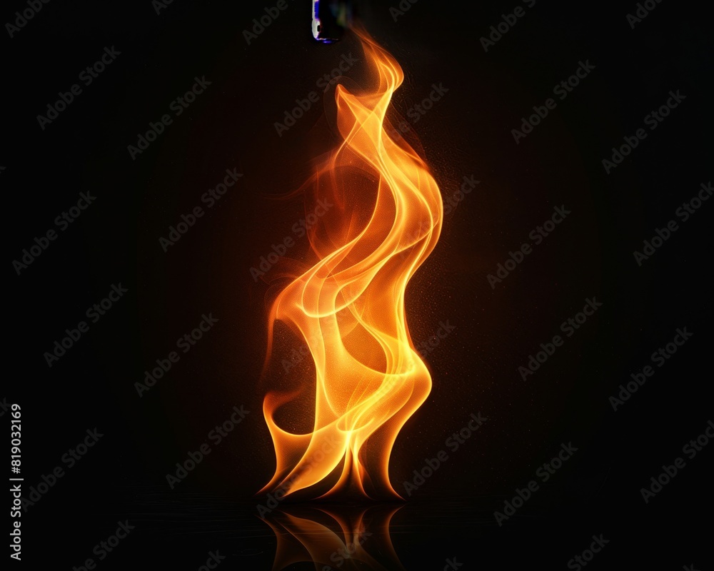 small fire flame, isolated black background small fire flame, isolated black background