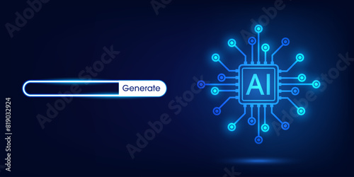 Generative Artificial intelligence technology concept. Generative bot for creating ideas. AI learning by command prompt for generate. Chat with AI. Futuristic abstract background. vector illustration.