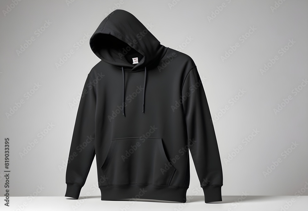 A pair of plain black hoodies against a white background