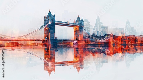 Iconic fusion of London's Tower Bridge and San Francisco's Golden Gate Bridge in a stunning double exposure.