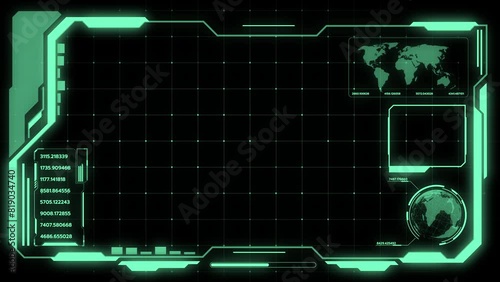 Digital HUD futuristic background motion graphic element cyber generated. Future technology interface data sci-fi display screen. Artificial intelligent analytic simulation, loop able video background