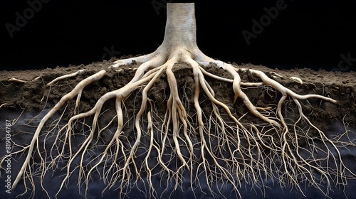 Tree roots spreading underground showcasing nature's foundation