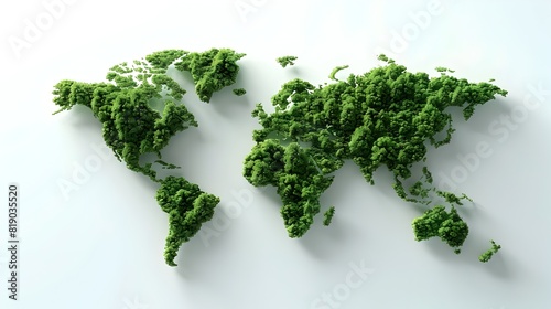 Green World Map with Forest Animation Depicting Ecology and Sustainable Environment