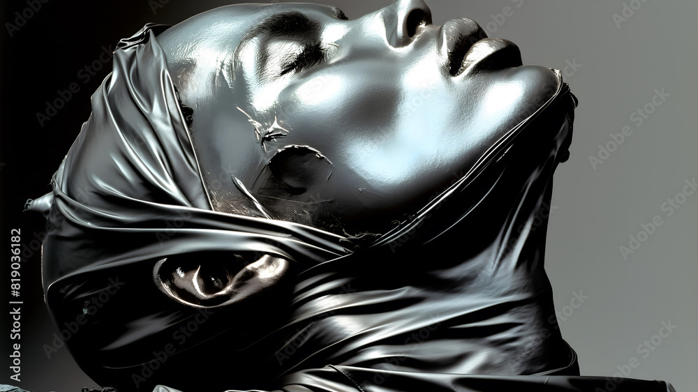 Artistic portrait of woman with metallic silver paint Artistic portrait of woman with metallic silver paint