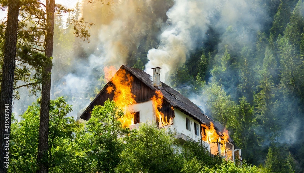 burning house in the forest, fire problem burning house in the forest, fire problem