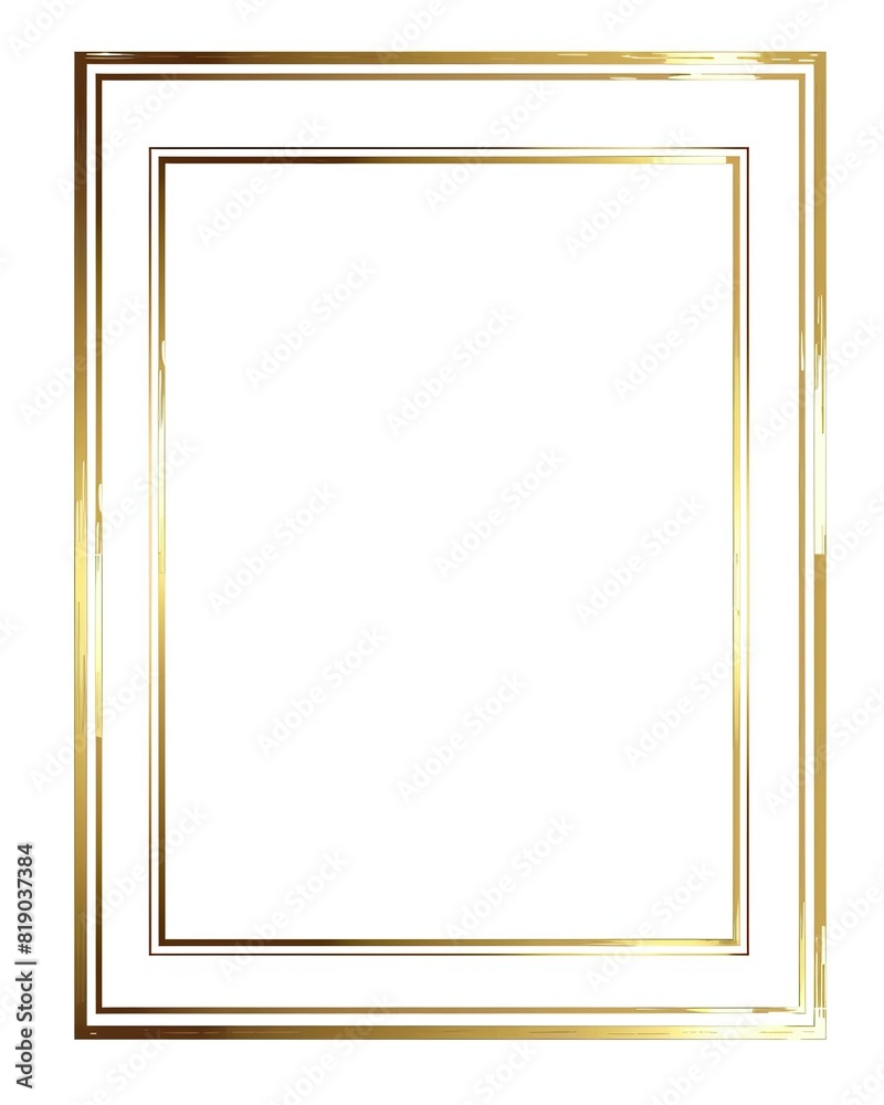 Sophisticated Gold Double-Line Rectangle Frame on White, Luxury Border Sophisticated Gold Double-Line Rectangle Frame on White, Luxury Border