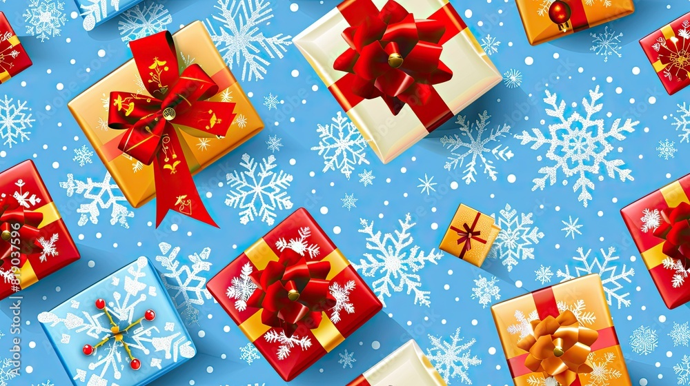 Seamless pattern with gift boxes and snowflakes
Seamless pattern with gift boxes and snowflakes