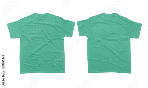 Valokuva Front and Back Mockup of Celadon Heavyweight Cotton Crew neck Short Sleeve T-Shi