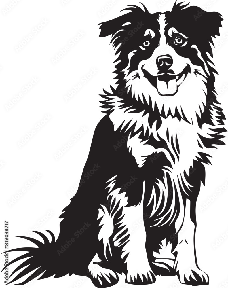 Fototapeta premium illustration of an Australian Shepherd dog full body portrait