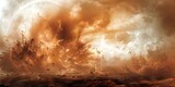 Nuclear Explosion and Shock Wave Against Stormy Sky with Mushroom Cloud Background. Concept Disaster Photography, Extreme Weather, Explosive Elements, Atmospheric Phenomena, Destruction and Power
