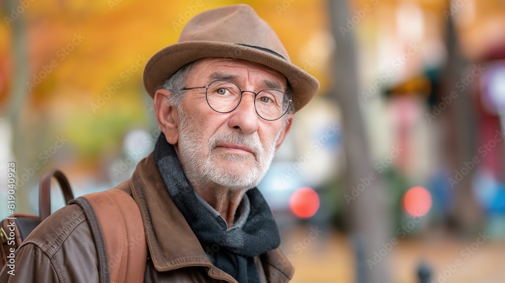 A man with a hat and glasses is facing the camera A man with a hat and glasses is facing the camera