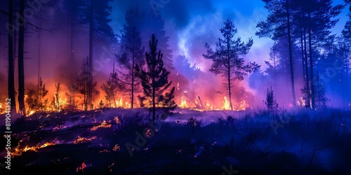Forest fires worsen climate change emphasizing the need for environmental awareness and action. Concept Climate Change  Environmental Awareness  Forest Fires  Global Impact