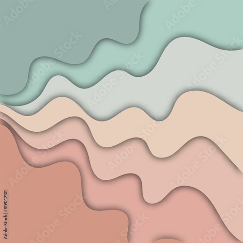 Background of cut paper. Abstract realistic layout of paper for design with a cardboard texture of wavy pink layers. 3d Relief. The art of carving. Vector illustration. Cover mockup design template. e
