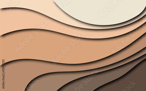 Multi layers soft colorful texture 3D papercut layers in gradient vector banner. Abstract paper cut art background design for website template. Topography map concept or smooth origami paper cut. eps 