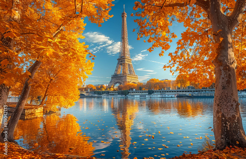 The Eiffel tower is one of the most recognizable landmarks in the world under blue sky in Paris France photo