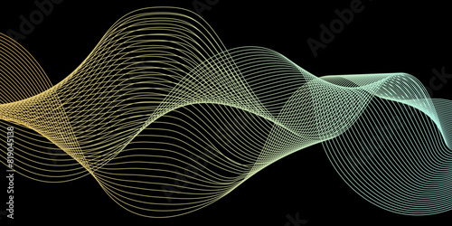 Abstract modern dynamic seamless black wavy line vector background, smooth wave lines element swoosh speed wave lines modern stream background. Curved wavy lines tech futuristic motion background.