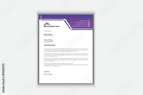 Corporate letterhead design, vector template.