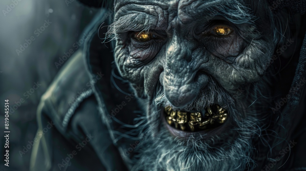 Creepy old man with golden teeth.