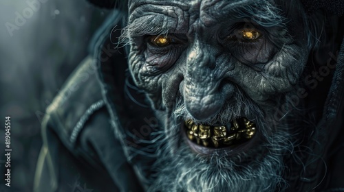 Creepy old man with golden teeth.