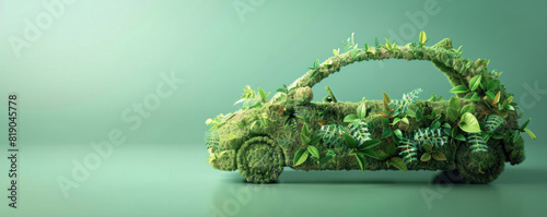 Wallpaper Mural A car covered in plants and leaves. The car is green and has a lot of foliage on it Torontodigital.ca