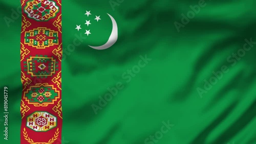 Turkmenistan Flag waving in the wind, National Flag background video, High Speed Full HD 4K
