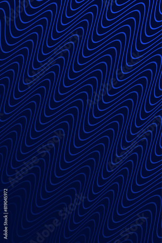 Abstract background with waves for banner. Standart poster size. Vector background with lines. Element for design isolated on dark blue. Blue gradient. Brochure, booklet. Ocean, water. Night, deep