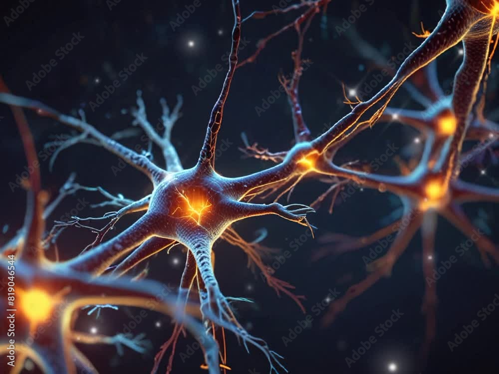 3d animation of brain cells which triggering electrical impulses, or synapses 3d animation of brain cells which triggering electrical impulses, or synapses