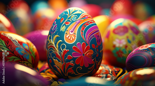 Multicolored Easter eggs. Colorful background of easter eggs collection  easter celebration.