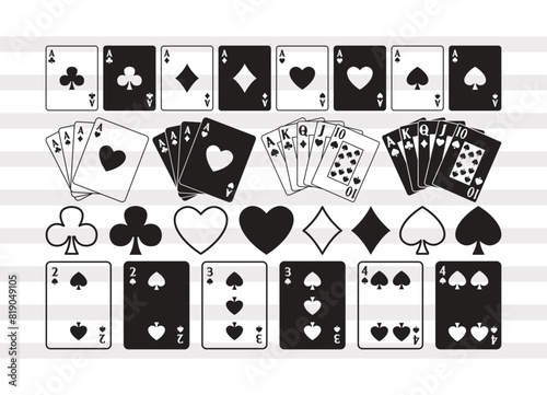 Playing Cards SVG, Poker Cards Silhouette, Gaming Cards Svg, Spades Svg, Royal Flush Svg, Cards Bundle, P0049
