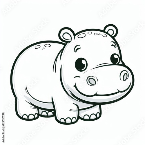 Adorable Hippopotamus Family Coloring Page for Kids
