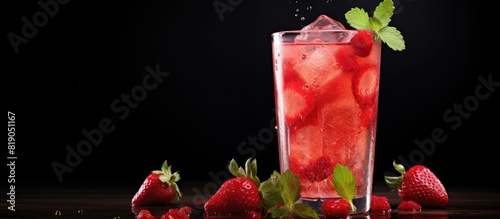 Shirley Strawberry Ginger mocktail a refreshing summer drink. copy space available photo