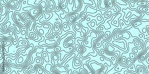 Elevation map simulation rendered with abstract line contours and waves

