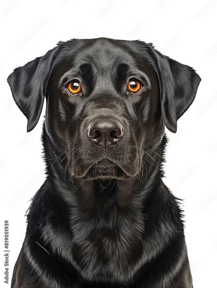 Portrait of Labrador black with brown eyes transparent background