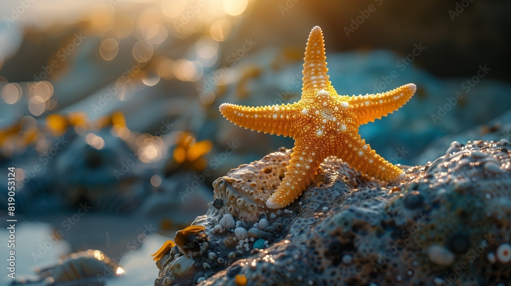 AI generated illustration of a sea starfish at the bottom of the sea AI generated illustration of a sea starfish at the bottom of the sea