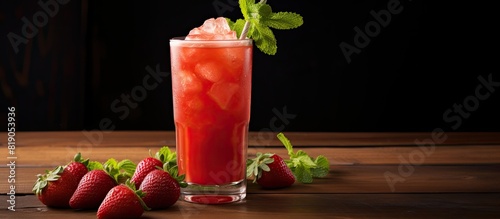 Shirley Strawberry Ginger mocktail a refreshing summer drink. copy space available