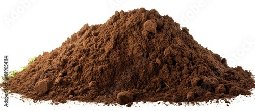 Pile of soil isolated on white background with clipping path. copy space available