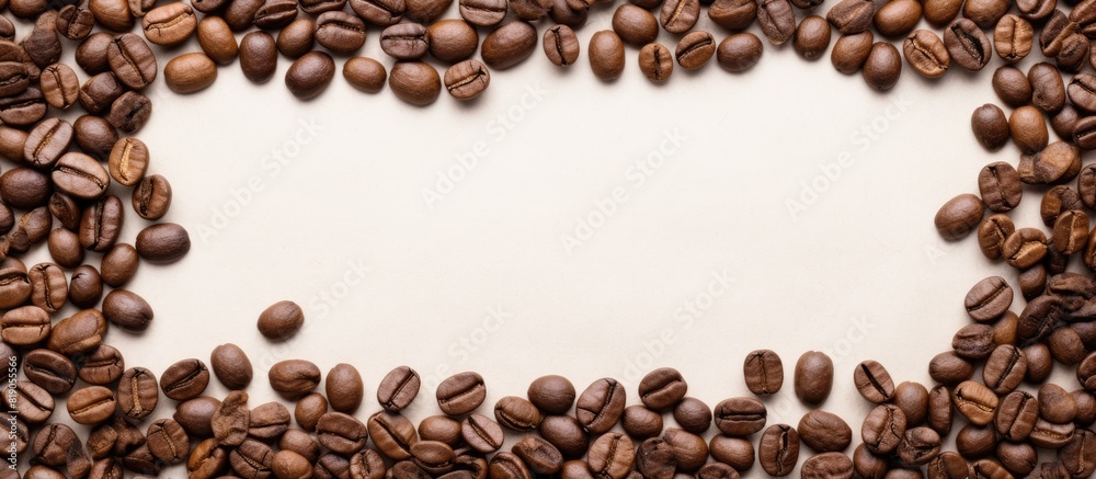 Blank card paper stained with coffee stains Place on the roasted coffee beans that have been poured on brown and ripped white paper mock up card ideas. copy space available Blank card paper stained with coffee stains Place on the roasted coffee beans that have been poured on brown and ripped white paper mock up card ideas. copy space available