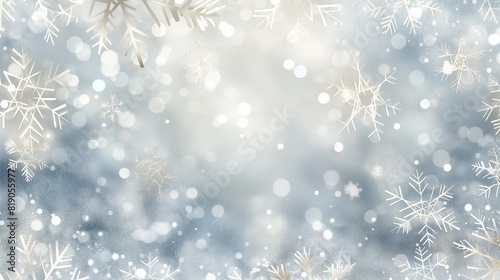 Winter snowflakes on a silver background