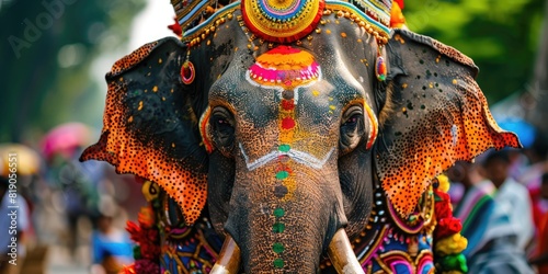 Decorated elephant head at the Elephant Festival