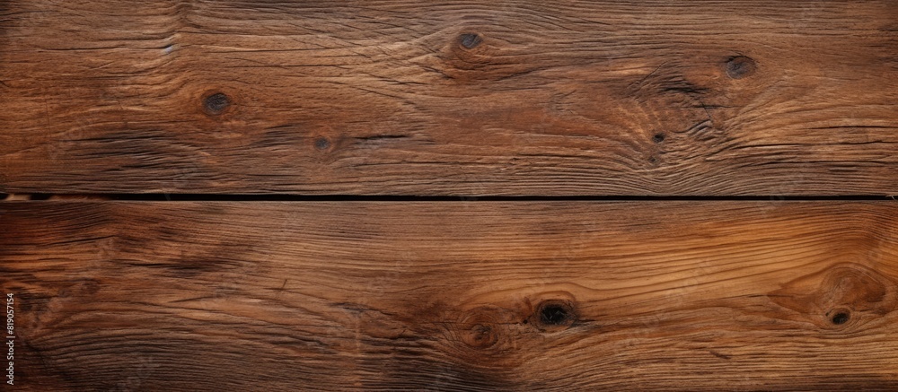 Naklejka premium Old brown wooden plank texture background Close up with copy space