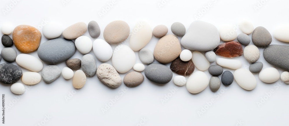 Top view Stones empty space on white background with copy space for your text Top view Stones empty space on white background with copy space for your text