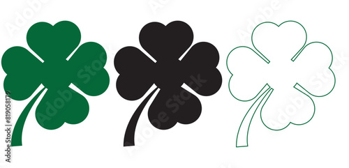 leaf clover icons set. Abstract Good luck symbol icons.