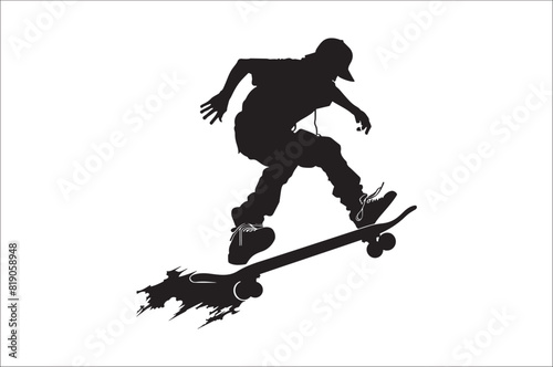 Skateboarders Silhouette Vector Illustration, skateboarders silhouettes Vector collection.