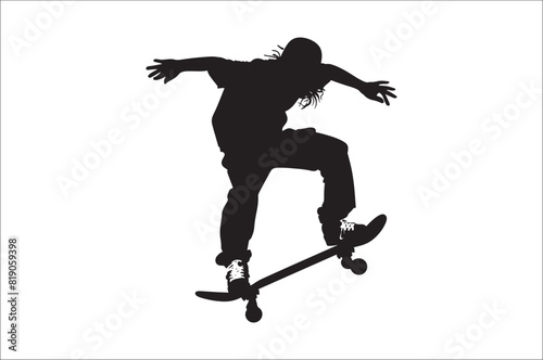 Skateboarders Silhouette Vector Illustration, skateboarders silhouettes Vector collection.