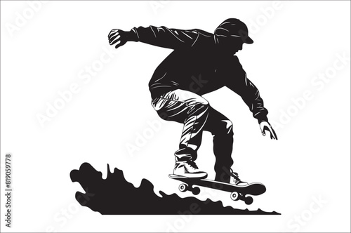 Skateboarders Silhouette Vector Illustration, skateboarders silhouettes Vector collection.