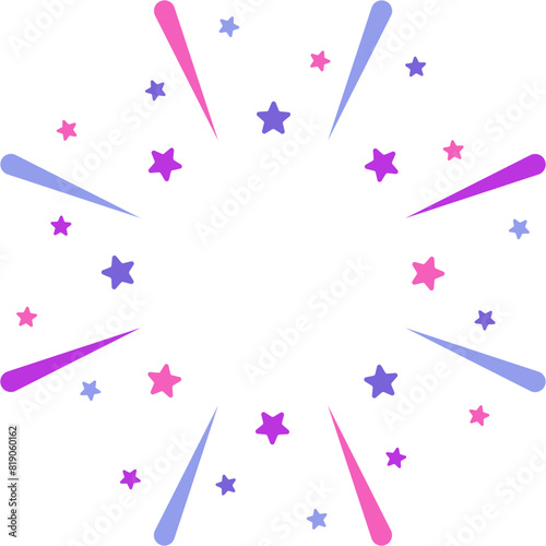 Wow celebration confetti and stars frame element sign